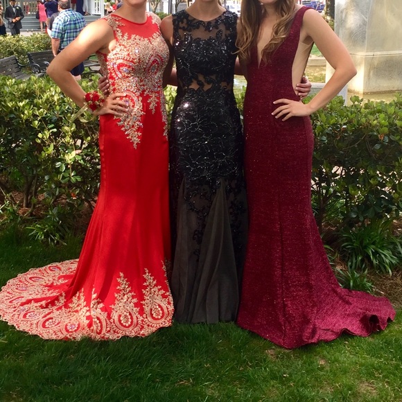 Jovani sparkly sleeveless burgundy prom dress, size 6 - Picture 5 of 5